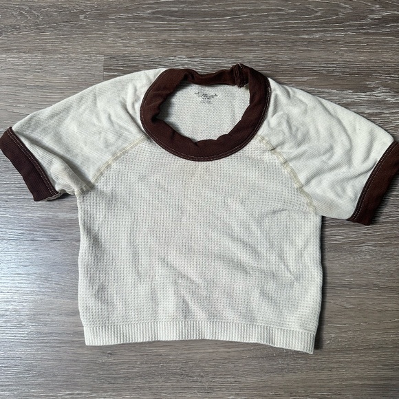 XS/S Urban Outftters Waffle Cropped Baby Tee - Picture 1 of 2